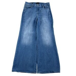 White House Black Market Jeans Womens 12 Blue Wide Leg High Rise Soft Stretch